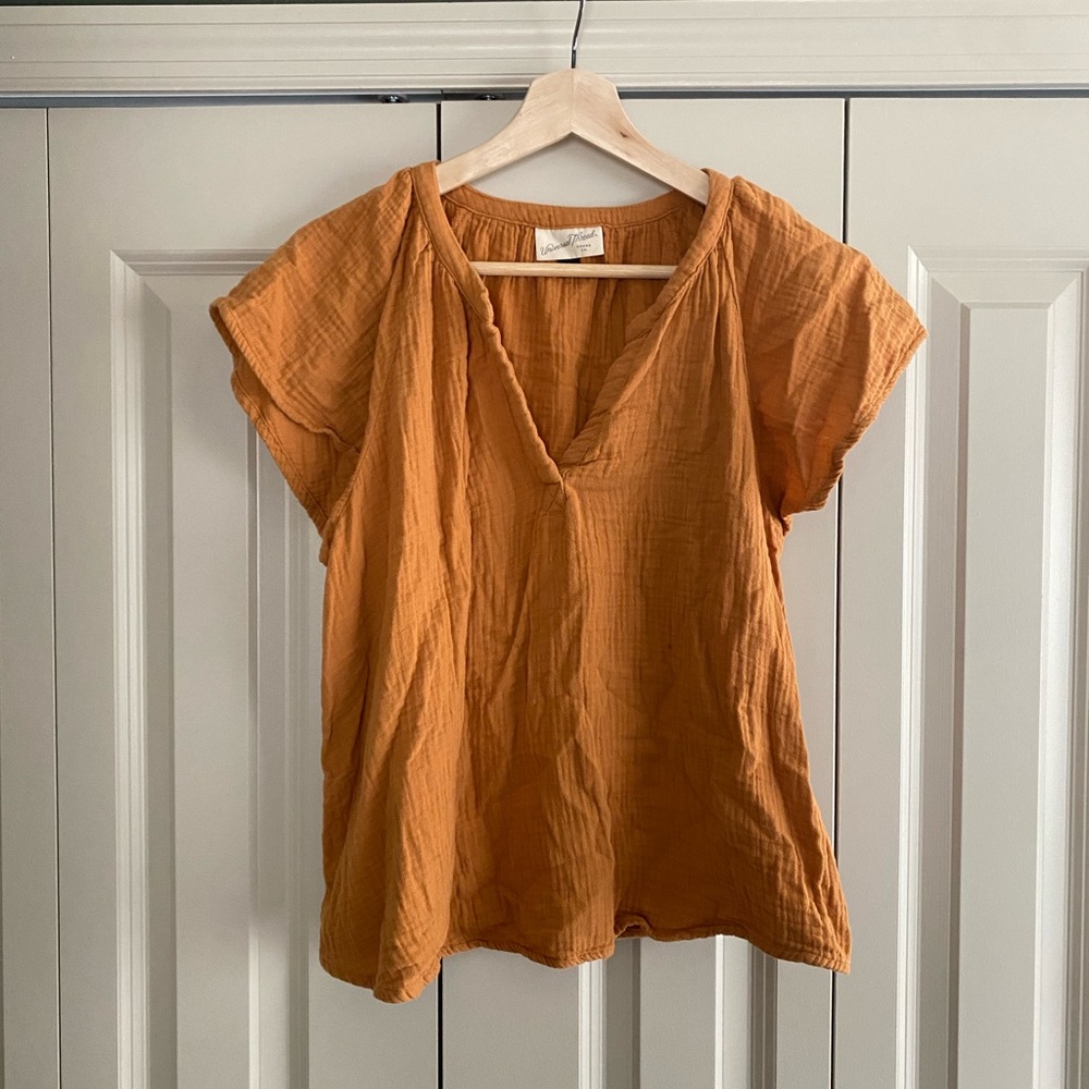 Orange Universal Thread Target Flutter Sleeve Top